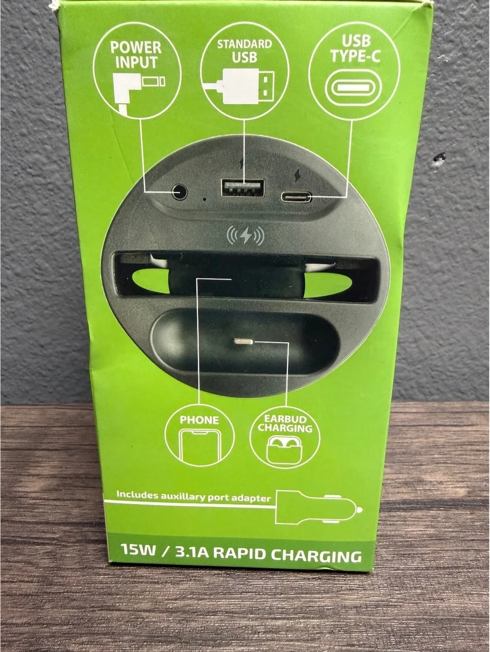 Gadget To Gear Car Cup Holder Wireless Charger 15W Rapid Charging Dock 4in1 New